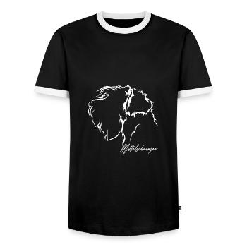 Mittelschnauzer Profil Hunde Hund Wilsigns - Männer Kontrast-T-Shirt - Schwarz/Weiß - Vorne - AI Model Female 172 light (172cm) & AI Model Male 178 light (178cm)