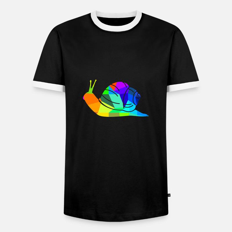Snail Rainbow Animals Polygon - Men's Ringer Shirt - black/white