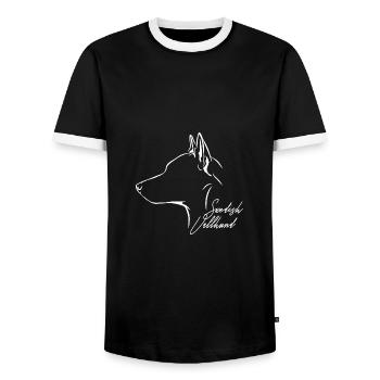 SUÉDOIS VALLHUND Profil Chiens Wilsigns - T-shirt contrasté Homme - noir/blanc - Devant - AI Model Female 172 light (172cm) & AI Model Male 178 light (178cm)