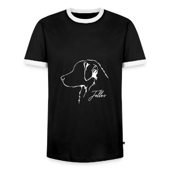 TOLLER Profil Hunde Hund Wilsigns - Männer Kontrast-T-Shirt - Schwarz/Weiß - Vorne - AI Model Female 172 light (172cm) & AI Model Male 178 light (178cm)