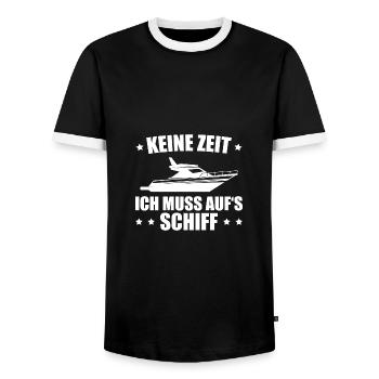 Yacht Bootsbesitzer Kapitän Geschenk Herren - Männer Kontrast-T-Shirt - Schwarz/Weiß - Vorne - AI Model Female 172 light (172cm) & AI Model Male 178 light (178cm)