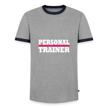 Personal trainer - Men's Ringer Shirt - grey/navy  - Front - AI Model Female 172 light (172cm) & AI Model Male 178 light (178cm)