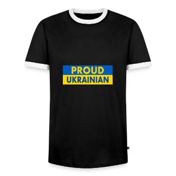 Proud ukrainian - Men's Ringer Shirt - black/white - Front - AI Model Female 172 light (172cm) & AI Model Male 178 light (178cm)