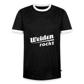 Weiden - Stadt best place ever - Männer Kontrast-T-Shirt - Schwarz/Weiß - Vorne - AI Model Female 172 light (172cm) & AI Model Male 178 light (178cm)