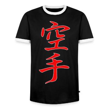 Karate Kanji Design in rot - Männer Kontrast-T-Shirt - Schwarz/Weiß - Vorne - AI Model Female 172 light (172cm) & AI Model Male 178 light (178cm)