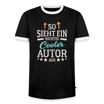 So sieht ein cooler Autor aus Schriftsteller - Männer Kontrast-T-Shirt - Schwarz/Weiß - Vorne - AI Model Female 172 light (172cm) & AI Model Male 178 light (178cm)
