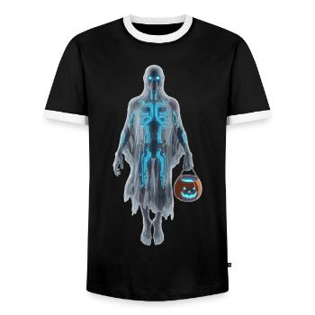Digital Spirit - Men's Ringer Shirt - black/white - Front - AI Model Female 172 light (172cm) & AI Model Male 178 light (178cm)