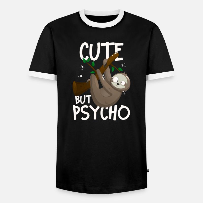Cute But Psycho Crazy Sloth - Men's Ringer Shirt - black/white