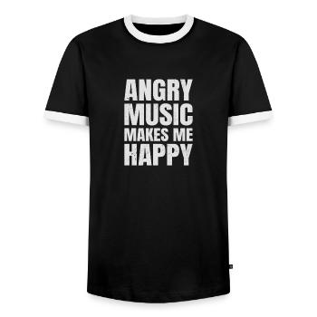 Angry Music Makes Me Happy Metal Music Metalhead - Männer Kontrast-T-Shirt - Schwarz/Weiß - Vorne - AI Model Female 172 light (172cm) & AI Model Male 178 light (178cm)