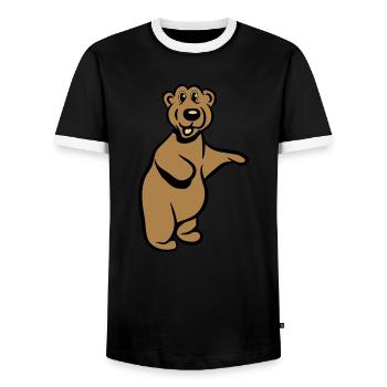 Bear funny comic - Men's Ringer Shirt - black/white - Front - AI Model Female 172 light (172cm) & AI Model Male 178 light (178cm)
