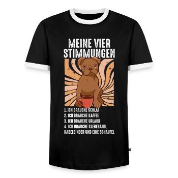 Lustige Katze Stimmung Kaffee Büro Geschenk Fun - Männer Kontrast-T-Shirt - Schwarz/Weiß - Vorne - AI Model Female 172 light (172cm) & AI Model Male 178 light (178cm)