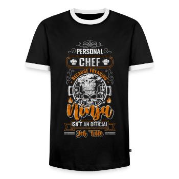 Cooking Chef Cooking Pot - Men's Ringer Shirt - black/white - Front - AI Model Female 172 light (172cm) & AI Model Male 178 light (178cm)