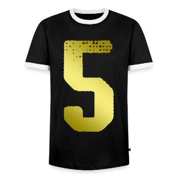 5 Number jersey - Men's Ringer Shirt - black/white - Front - AI Model Female 172 light (172cm) & AI Model Male 178 light (178cm)