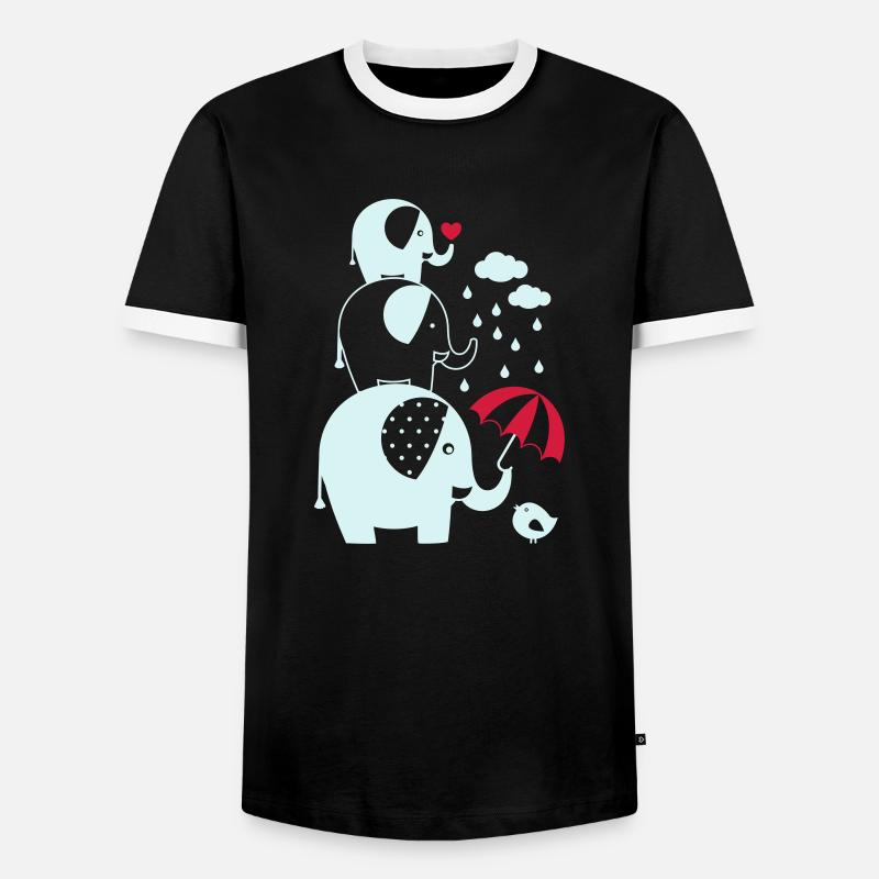 Elefanten - Männer Kontrast-T-Shirt - Schwarz/Weiß