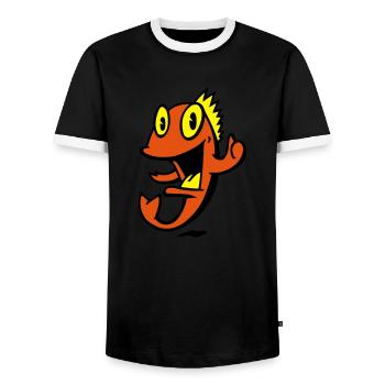 poisson marin souriant - T-shirt contrasté Homme - noir/blanc - Devant - AI Model Female 172 light (172cm) & AI Model Male 178 light (178cm)