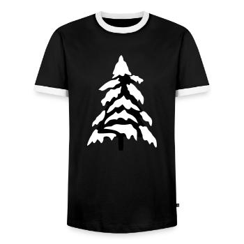 kalt schnee weihnachtsbaum tannenbaum tanne sterne - Männer Kontrast-T-Shirt - Schwarz/Weiß - Vorne - AI Model Female 172 light (172cm) & AI Model Male 178 light (178cm)