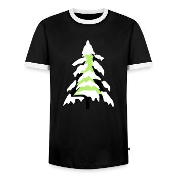schnee kalt weihnachtsbaum tannenbaum tanne sterne - Männer Kontrast-T-Shirt - Schwarz/Weiß - Vorne - AI Model Female 172 light (172cm) & AI Model Male 178 light (178cm)