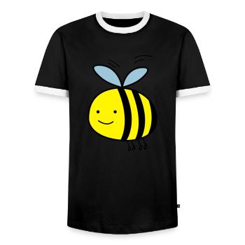 comic_biene_002 - Men's Ringer Shirt - black/white - Front - AI Model Female 172 light (172cm) & AI Model Male 178 light (178cm)