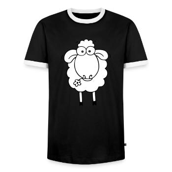 Sheep white - Men's Ringer Shirt - black/white - Front - AI Model Female 172 light (172cm) & AI Model Male 178 light (178cm)