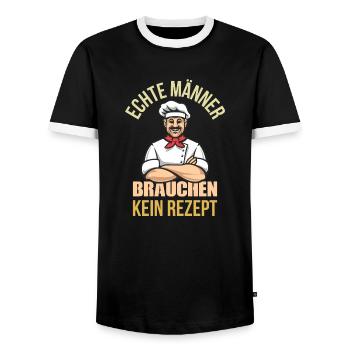 Echte Männer brauchen kein Rezept - Männer Kontrast-T-Shirt - Schwarz/Weiß - Vorne - AI Model Female 172 light (172cm) & AI Model Male 178 light (178cm)