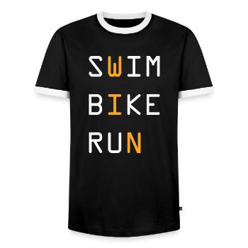 Triathlon Swim Bike - T-shirt contrasté Homme - noir/blanc - Devant - AI Model Female 172 light (172cm) & AI Model Male 178 light (178cm)