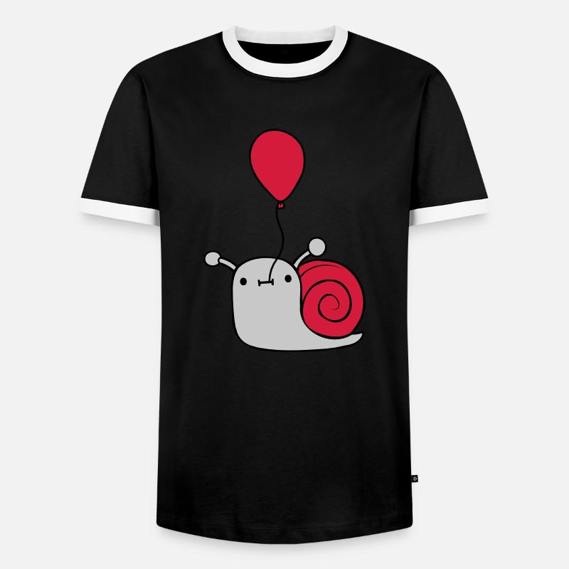 Cute balloon snail - Men's Ringer Shirt - black/white