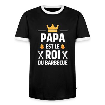 PAPA EST LE ROI DU BARBECUE - T-shirt contrasté Homme - noir/blanc - Devant - AI Model Female 172 light (172cm) & AI Model Male 178 light (178cm)