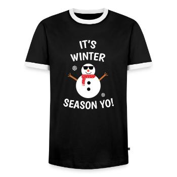 its winter season yo snowman - Men's Ringer Shirt - black/white - Front - AI Model Female 172 light (172cm) & AI Model Male 178 light (178cm)