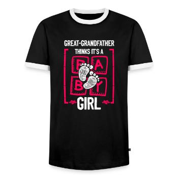 Great-Grandfather Thinks It's a Girl Gender - Männer Kontrast-T-Shirt - Schwarz/Weiß - Vorne - AI Model Female 172 light (172cm) & AI Model Male 178 light (178cm)