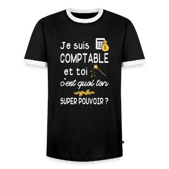je suis comptable / humour comptable - T-shirt contrasté Homme - noir/blanc - Devant - AI Model Female 172 light (172cm) & AI Model Male 178 light (178cm)