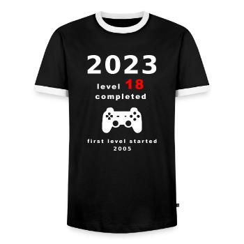 Niveau 18 18e anniversaire Cadeau Garçon Fille - T-shirt contrasté Homme - noir/blanc - Devant - AI Model Female 172 light (172cm) & AI Model Male 178 light (178cm)