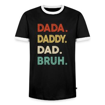 Retro Dada Daddy Dad Bruh Lustiger Vatertag - Männer Kontrast-T-Shirt - Schwarz/Weiß - Vorne - AI Model Female 172 light (172cm) & AI Model Male 178 light (178cm)