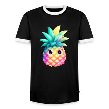 Süße Bunte Ananas Sommer Frucht Urlaub Geschenk - Männer Kontrast-T-Shirt - Schwarz/Weiß - Vorne - AI Model Female 172 light (172cm) & AI Model Male 178 light (178cm)