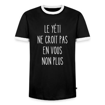 le yéti ne croit pas en vous non plus - T-shirt contrasté Homme - noir/blanc - Devant - AI Model Female 172 light (172cm) & AI Model Male 178 light (178cm)