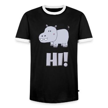 nilpferd hi - Männer Kontrast-T-Shirt - Schwarz/Weiß - Vorne - AI Model Female 172 light (172cm) & AI Model Male 178 light (178cm)