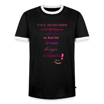 viele verschiedene Schrifttypen - Männer Kontrast-T-Shirt - Schwarz/Weiß - Vorne - AI Model Female 172 light (172cm) & AI Model Male 178 light (178cm)