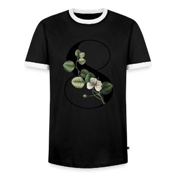 Numéro 8 floral vert -8e anniversaire floral - T-shirt contrasté Homme - noir/blanc - Devant - AI Model Female 172 light (172cm) & AI Model Male 178 light (178cm)