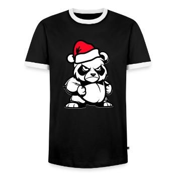 Bande dessinée de Noël Panda Bear - T-shirt contrasté Homme - noir/blanc - Devant - AI Model Female 172 light (172cm) & AI Model Male 178 light (178cm)