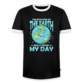 The Rotation Of The Earth Planet Earth Day - Men's Ringer Shirt - black/white - Front - AI Model Female 172 light (172cm) & AI Model Male 178 light (178cm)
