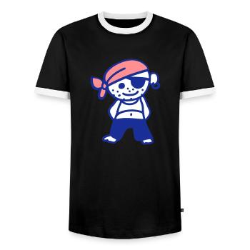 Pirate - Men's Ringer Shirt - black/white - Front - AI Model Female 172 light (172cm) & AI Model Male 178 light (178cm)
