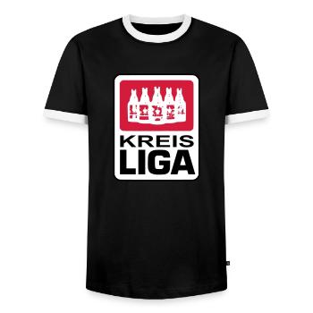 kreisliga - Männer Kontrast-T-Shirt - Schwarz/Weiß - Vorne - AI Model Female 172 light (172cm) & AI Model Male 178 light (178cm)