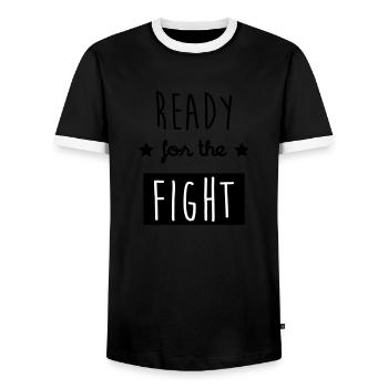 Boxe / Boxeur / Fight / Combat / Ali - T-shirt contrasté Homme - noir/blanc - Devant - AI Model Female 172 light (172cm) & AI Model Male 178 light (178cm)