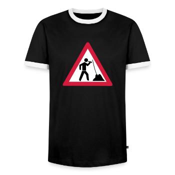 Bau: In der Ruhe liegt die Kraft - Männer Kontrast-T-Shirt - Schwarz/Weiß - Vorne - AI Model Female 172 light (172cm) & AI Model Male 178 light (178cm)