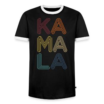 Kamala Harris 2020 and Joe Biden 2020 - Men's Ringer Shirt - black/white - Front - AI Model Female 172 light (172cm) & AI Model Male 178 light (178cm)