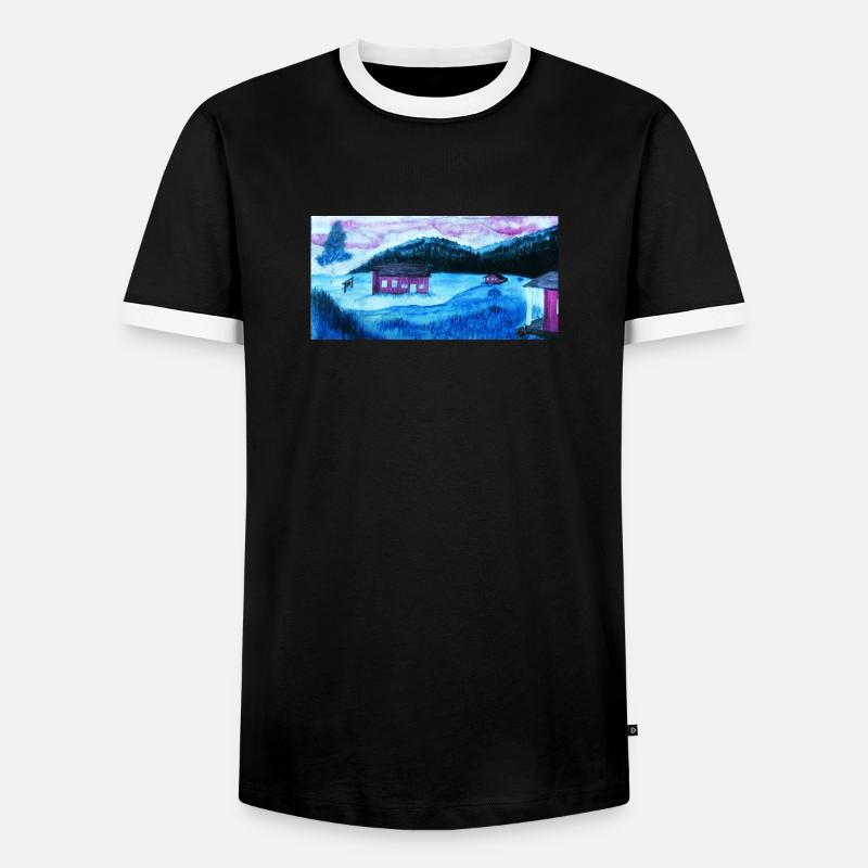 Landschaft 2 - Männer Kontrast-T-Shirt - Schwarz/Weiß