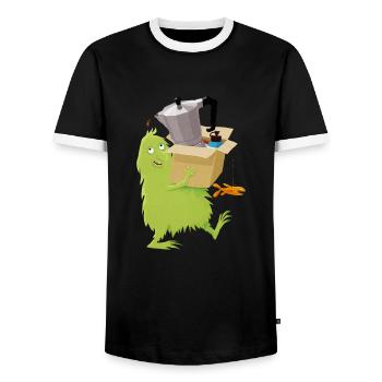 Umzugshelferlein - Männer Kontrast-T-Shirt - Schwarz/Weiß - Vorne - AI Model Female 172 light (172cm) & AI Model Male 178 light (178cm)