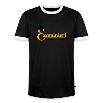 examiniert - jetzt wird delegiert - T-shirt contrasté Homme - noir/blanc - Devant - AI Model Female 172 light (172cm) & AI Model Male 178 light (178cm)