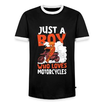 Nur ein Junge, der Motorräder liebt - Männer Kontrast-T-Shirt - Schwarz/Weiß - Vorne - AI Model Female 172 light (172cm) & AI Model Male 178 light (178cm)
