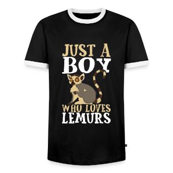 Nur ein Junge, der Lemuren liebt - Männer Kontrast-T-Shirt - Schwarz/Weiß - Vorne - AI Model Female 172 light (172cm) & AI Model Male 178 light (178cm)