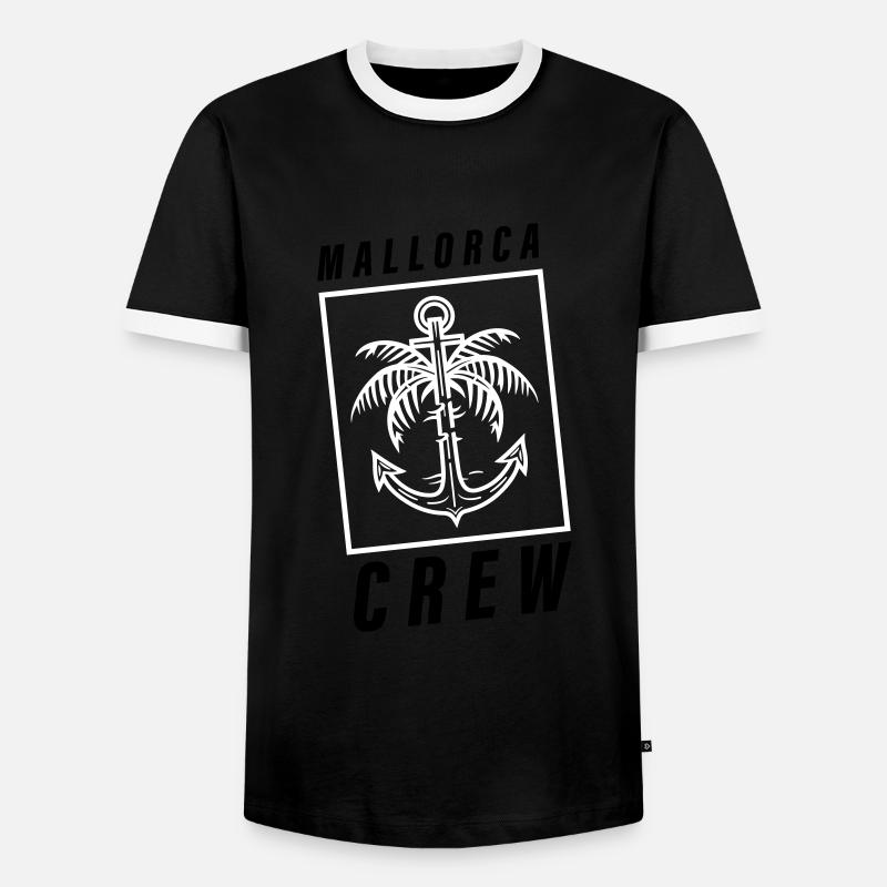 Mallorca Crew Palme Anker - Männer Kontrast-T-Shirt - Schwarz/Weiß
